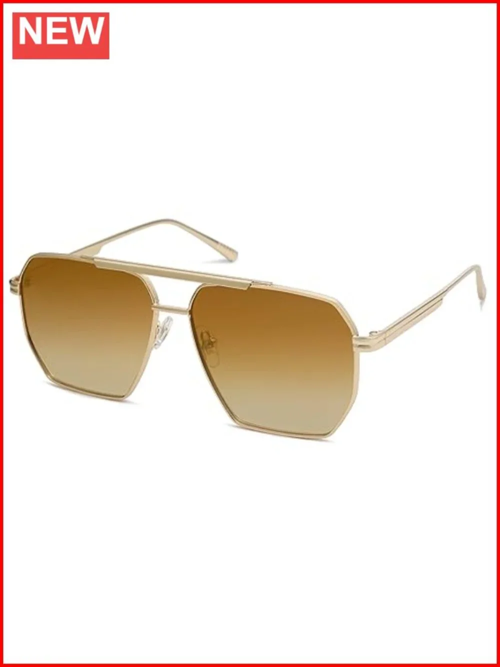 Retro Oversized Square Polarized Sunglasses Stainless Steel Frame UV400